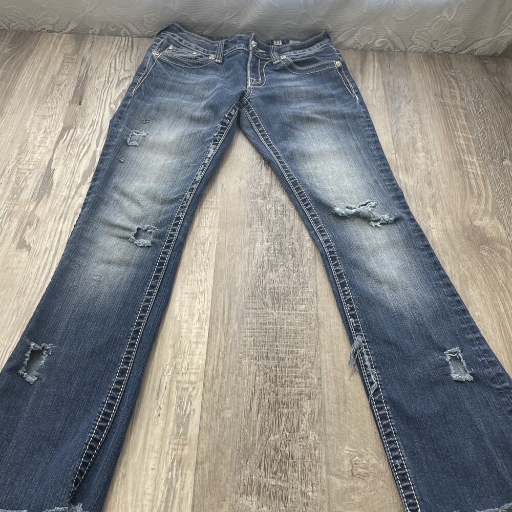 Miss Me Jeans Rhinestone Boot Cut Jp6126b Raw Hem** Size 27** Short**29" inseam - Picture 12 of 16